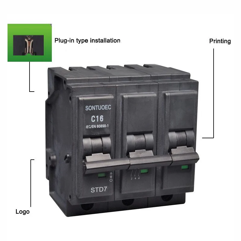 Plug amin'ny karazana 3p miniature circuit breaker mcb