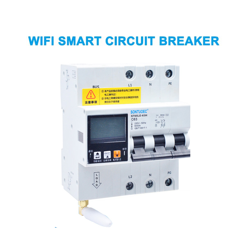 Wifi 4G Tuyya St65le-63h Series Multi Multi Functional RCBO Circuit Breaker