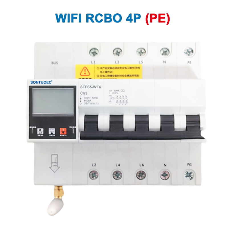WiFi STFS5-63 Series Multi Functional Iot Incbo Intelligent RCBO Circuit Breaker